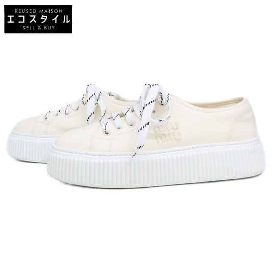 MIUMIU ミュウミュウ 【美品】389 ロゴ キャンバス 厚底スニーカー シューズ