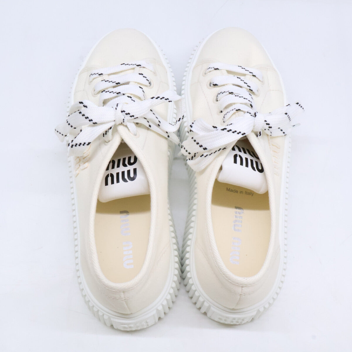 MIUMIU ミュウミュウ 【美品】389 ロゴ キャンバス 厚底スニーカー シューズ