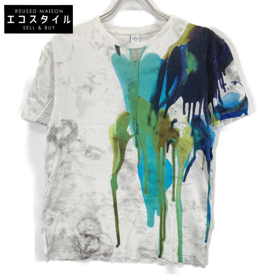 Berluti White x Green R17JRS44JAEB Paint Design T-shirt Top