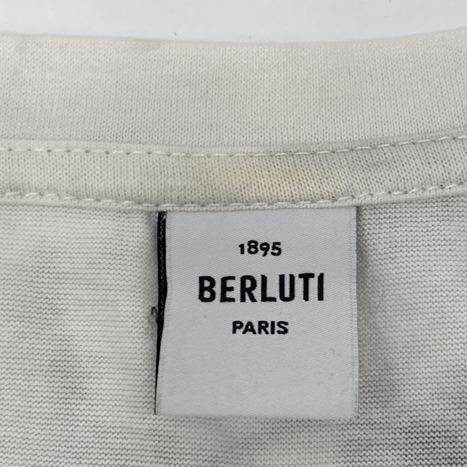 Berluti White x Green R17JRS44JAEB Paint Design T-shirt Top
