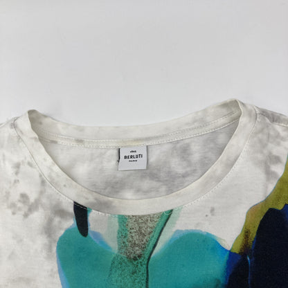 Berluti White x Green R17JRS44JAEB Paint Design T-shirt Top