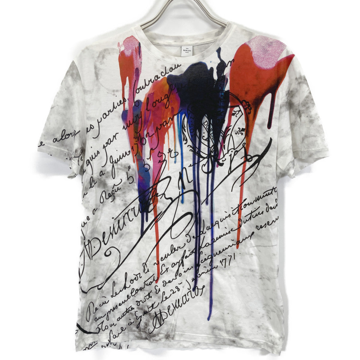 Berluti White x Red R17JRS46JAEC Calligraphy Print Cut-and-Sewn Top