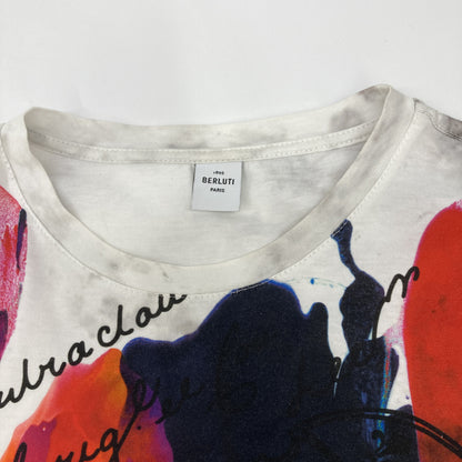 Berluti White x Red R17JRS46JAEC Calligraphy Print Cut-and-Sewn Top