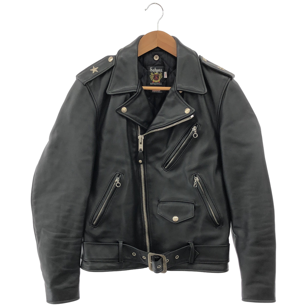 schott ショット 7007 ブラック 613US ダブルライダースジャケット トップス
