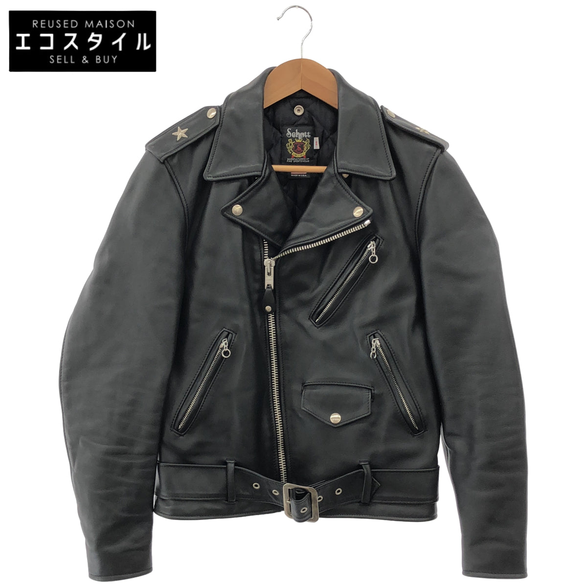 schott ショット 7007 ブラック 613US ダブルライダースジャケット トップス