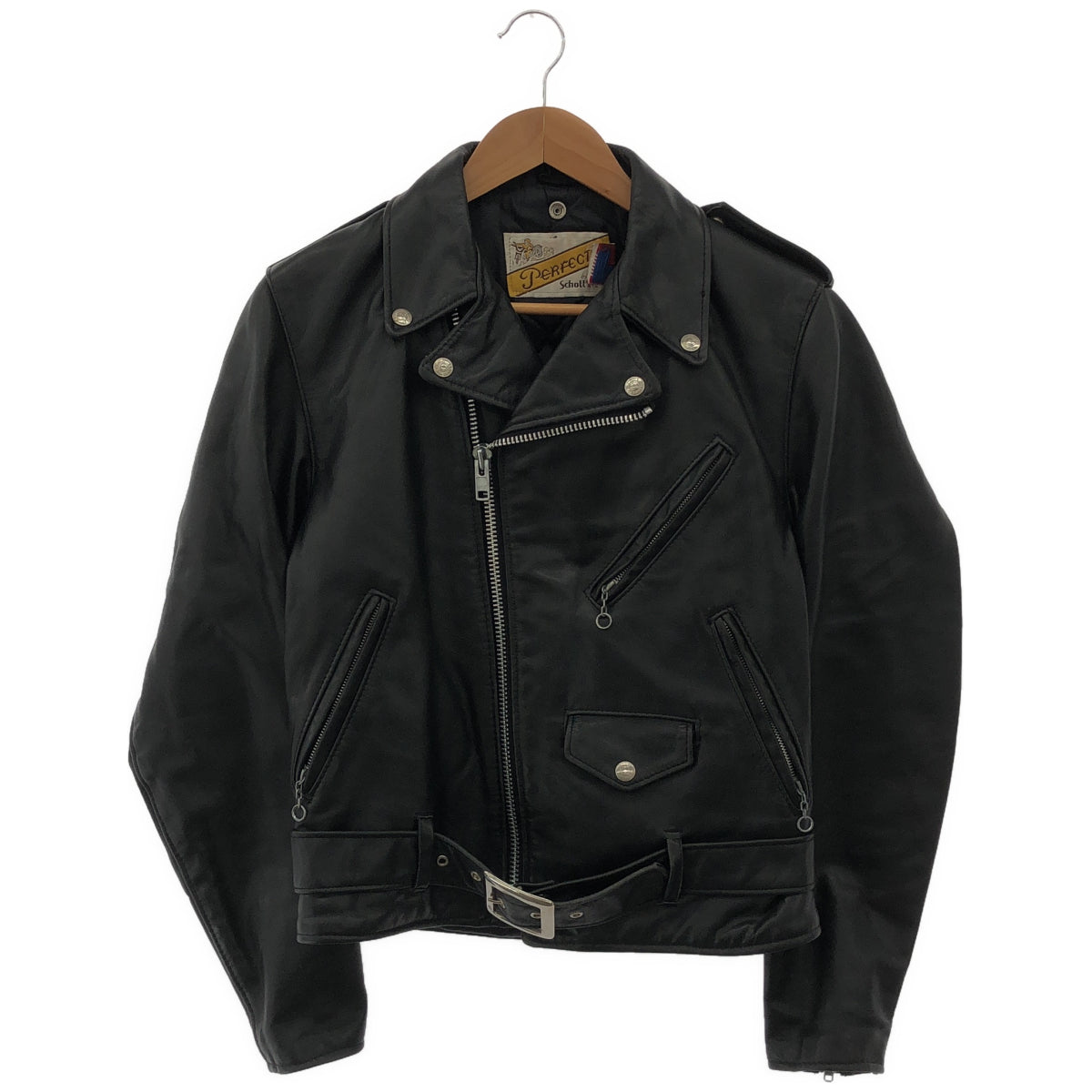 schott ショット 118 ブラック バイカータグ ダブルライダースジャケット トップス