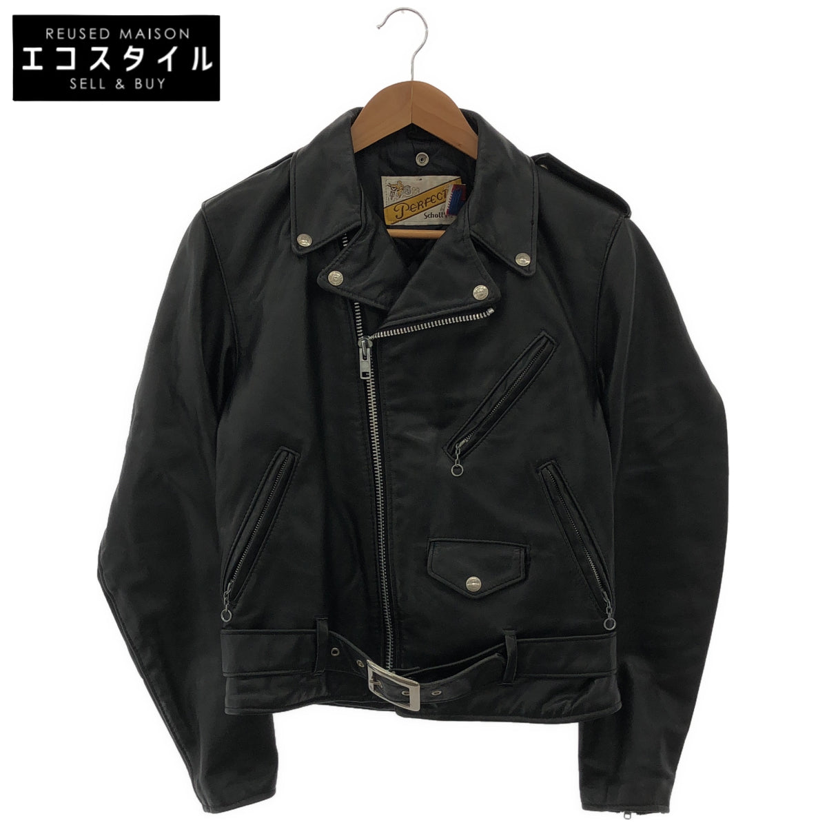 schott ショット 118 ブラック バイカータグ ダブルライダースジャケット トップス