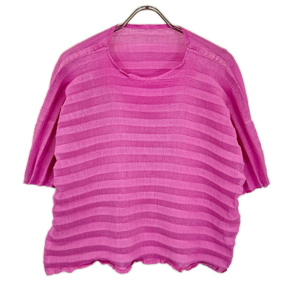 MeISSEYMIYAKE ミーイッセイミヤケ ローズピンク ACCORDION SEE-THROUGH CREPE トップス トップス