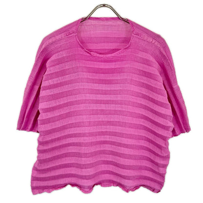 MeISSEYMIYAKE ミーイッセイミヤケ ローズピンク ACCORDION SEE-THROUGH CREPE トップス トップス