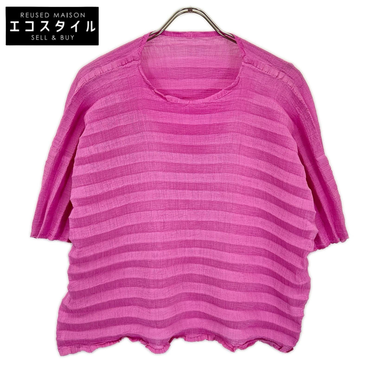 MeISSEYMIYAKE ミーイッセイミヤケ ローズピンク ACCORDION SEE-THROUGH CREPE トップス トップス