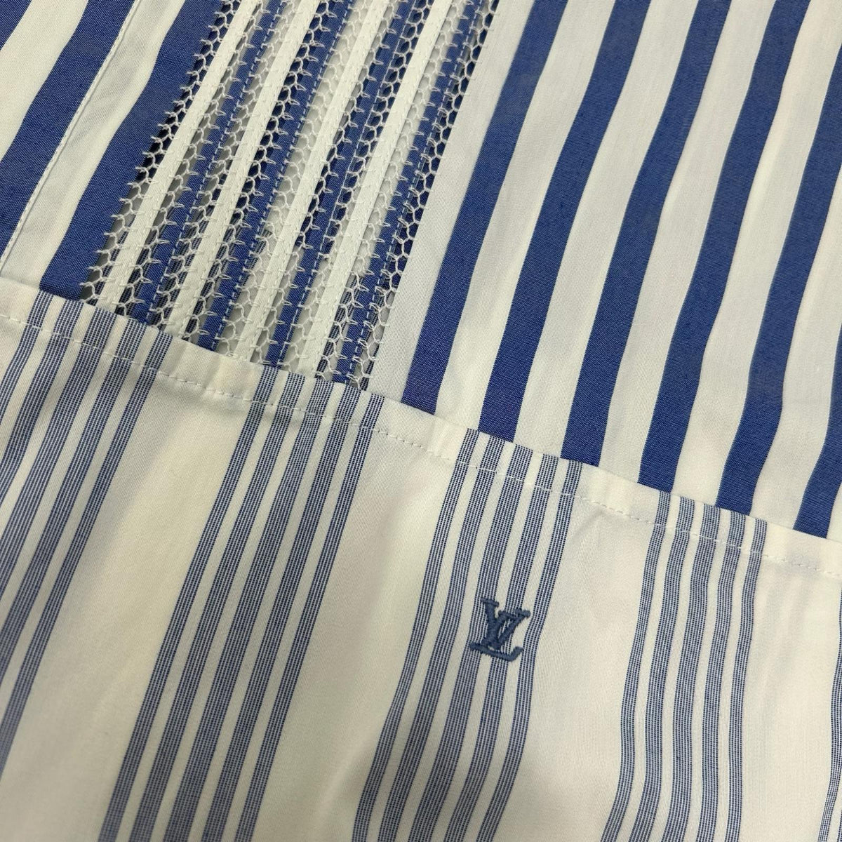 LOUIS VUITTON ルイヴィトン ホワイト×ブルー RW201W TAJ FIBB01 ストライプシャツ トップス