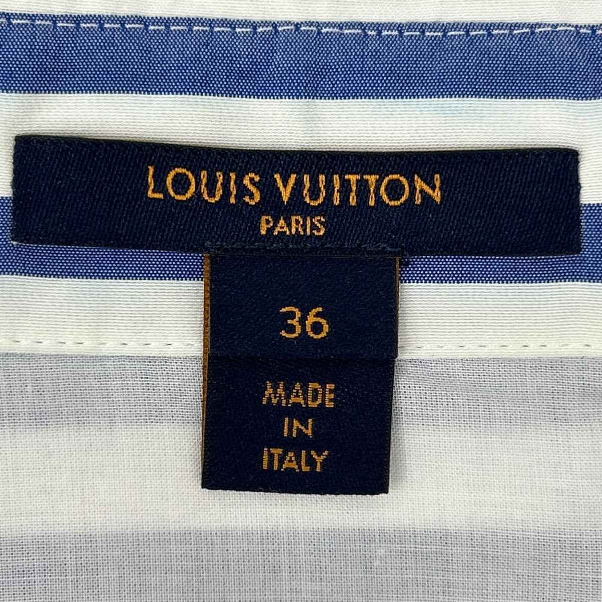 LOUIS VUITTON ルイヴィトン ホワイト×ブルー RW201W TAJ FIBB01 ストライプシャツ トップス