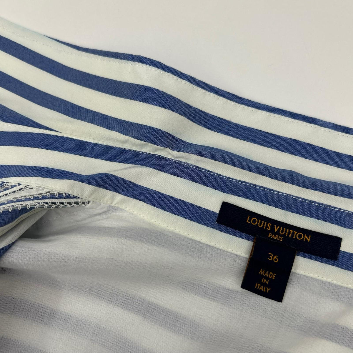 LOUIS VUITTON ルイヴィトン ホワイト×ブルー RW201W TAJ FIBB01 ストライプシャツ トップス