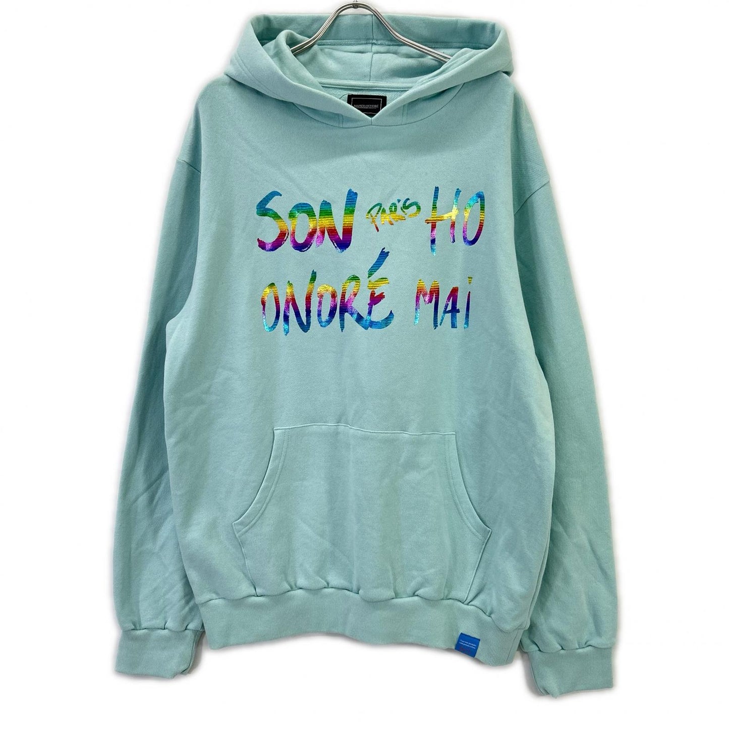 Mint Blue Pullover Hoodie Top XL Men's