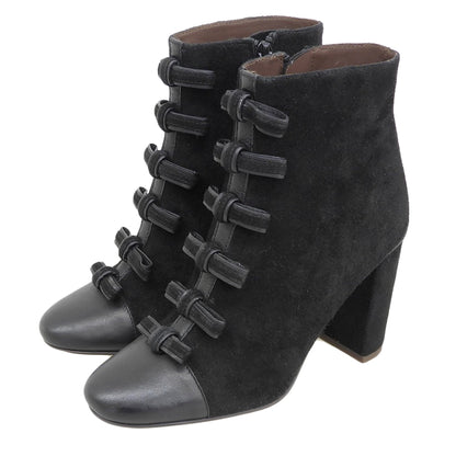 Excellent Condition Suede Ribbon Design Boots Shoes Women's Black 36 1/2 SB31073A Shoes 36 1/2 Women's