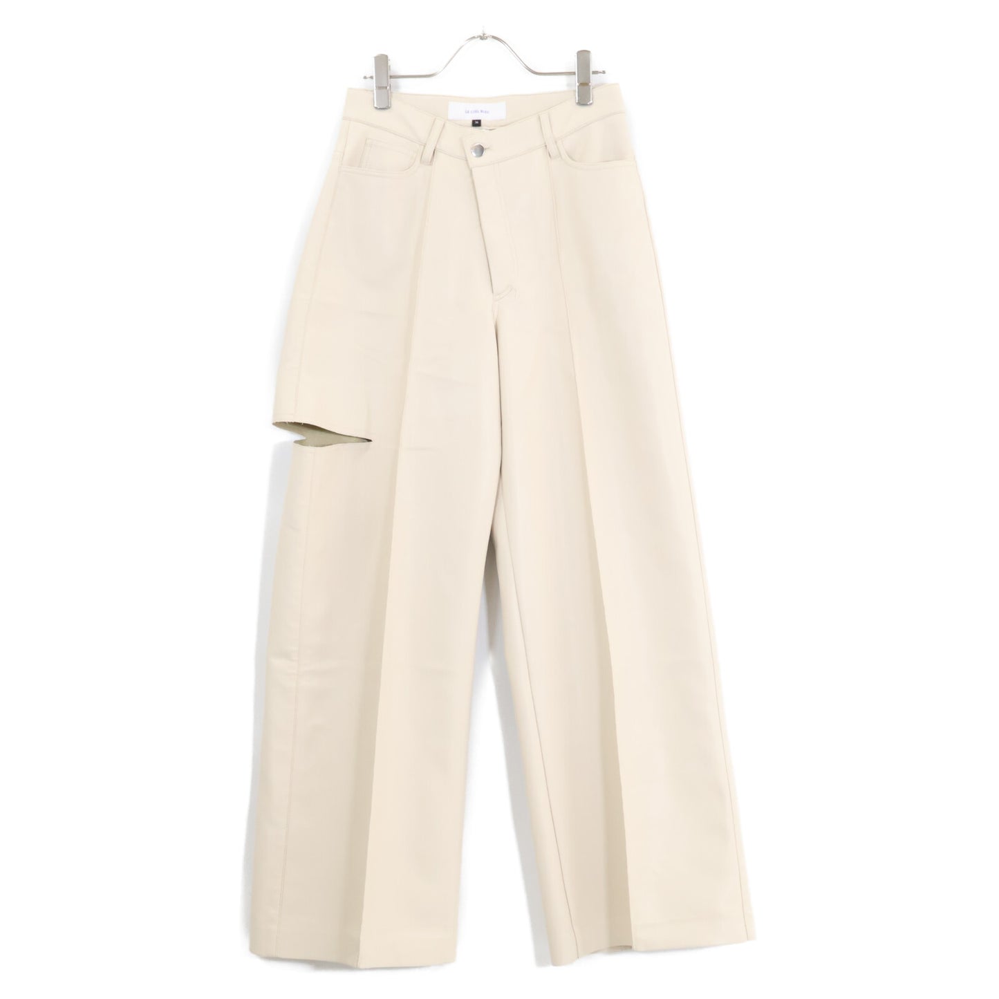 LE CIEL BLEU ルシェルブルー 【23年製】25A68412 Leather V Waist Wide Pants エコレザー V ウエスト ワイトパンツ ボトムス