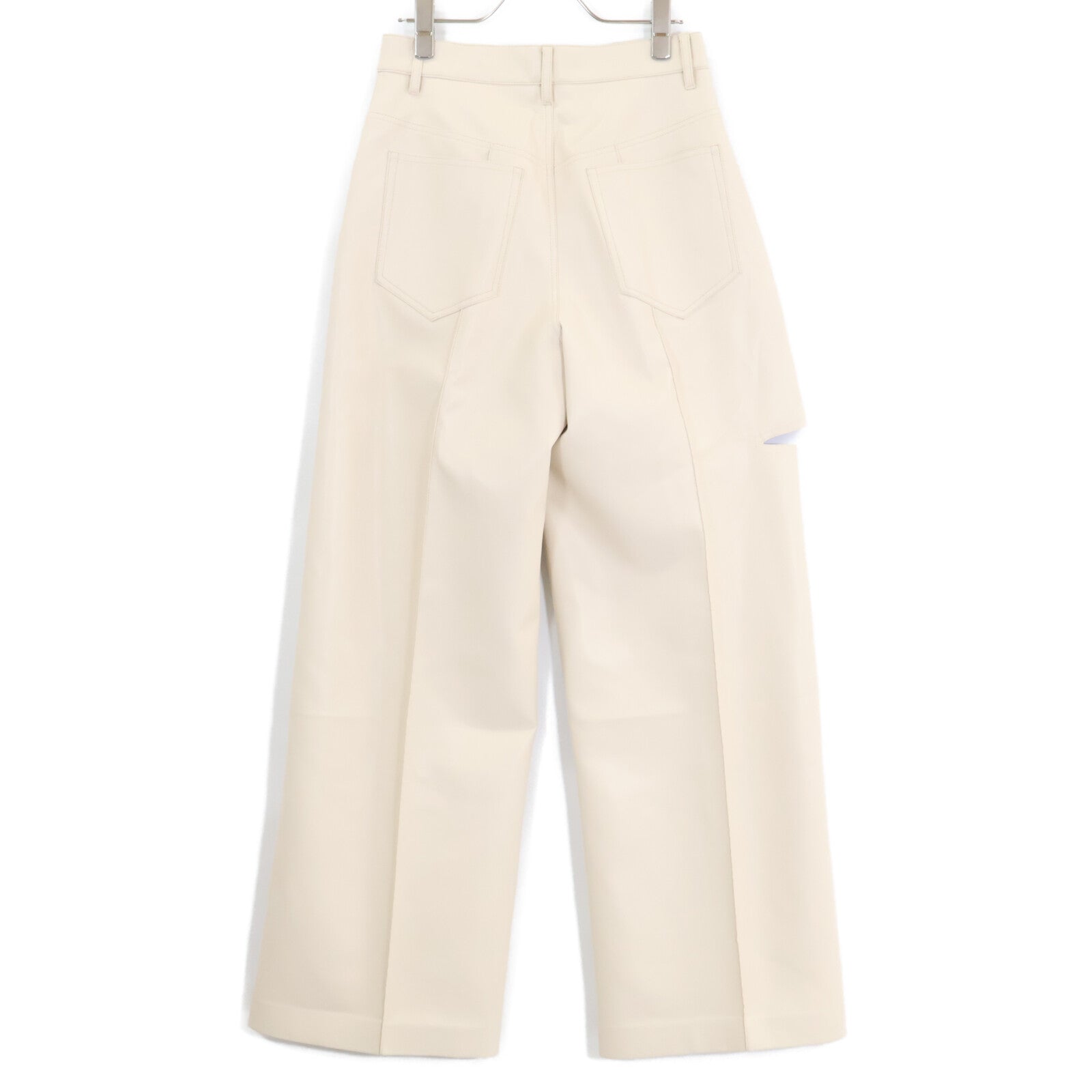 LE CIEL BLEU ルシェルブルー 【23年製】25A68412 Leather V Waist Wide Pants エコレザー V ウエスト ワイトパンツ ボトムス