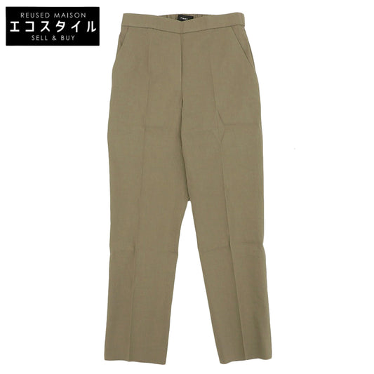 Theory Linen Stretch Tapered Pants Bottoms Women's Brown 00 01-1106405 Bottoms 00
