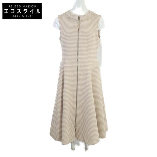 【SALE】 FOXEY フォクシー 【新品同様/25年製】45486 TWEED FETE フロントファスナー ノースリーブ ワンピース