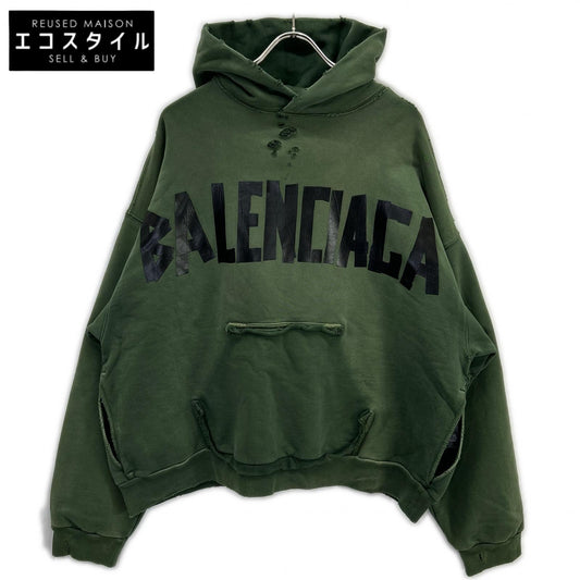 BALENCIAGA バレンシアガ 23年製 744441 カーキ Tape Type Ripped Pocket Hoodie トップス