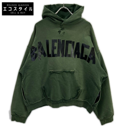 BALENCIAGA バレンシアガ 23年製 744441 カーキ Tape Type Ripped Pocket Hoodie トップス