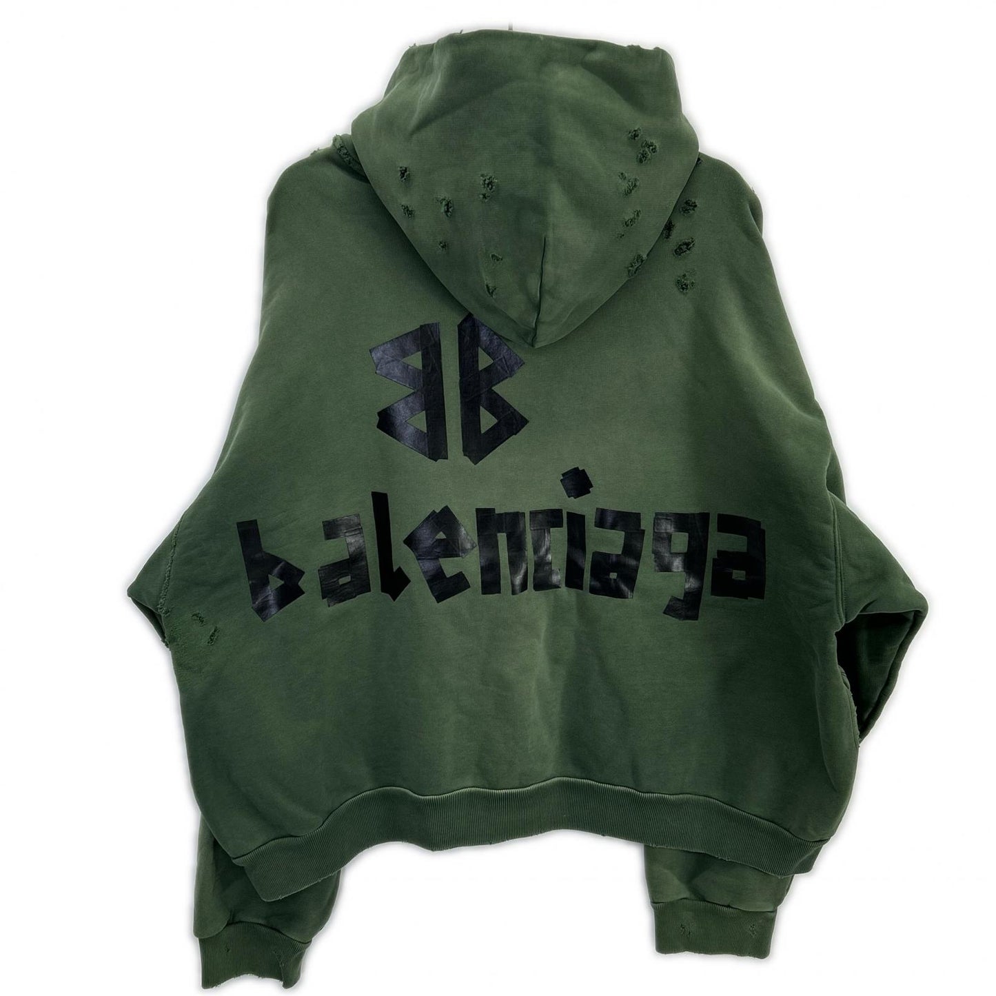 BALENCIAGA バレンシアガ 23年製 744441 カーキ Tape Type Ripped Pocket Hoodie トップス