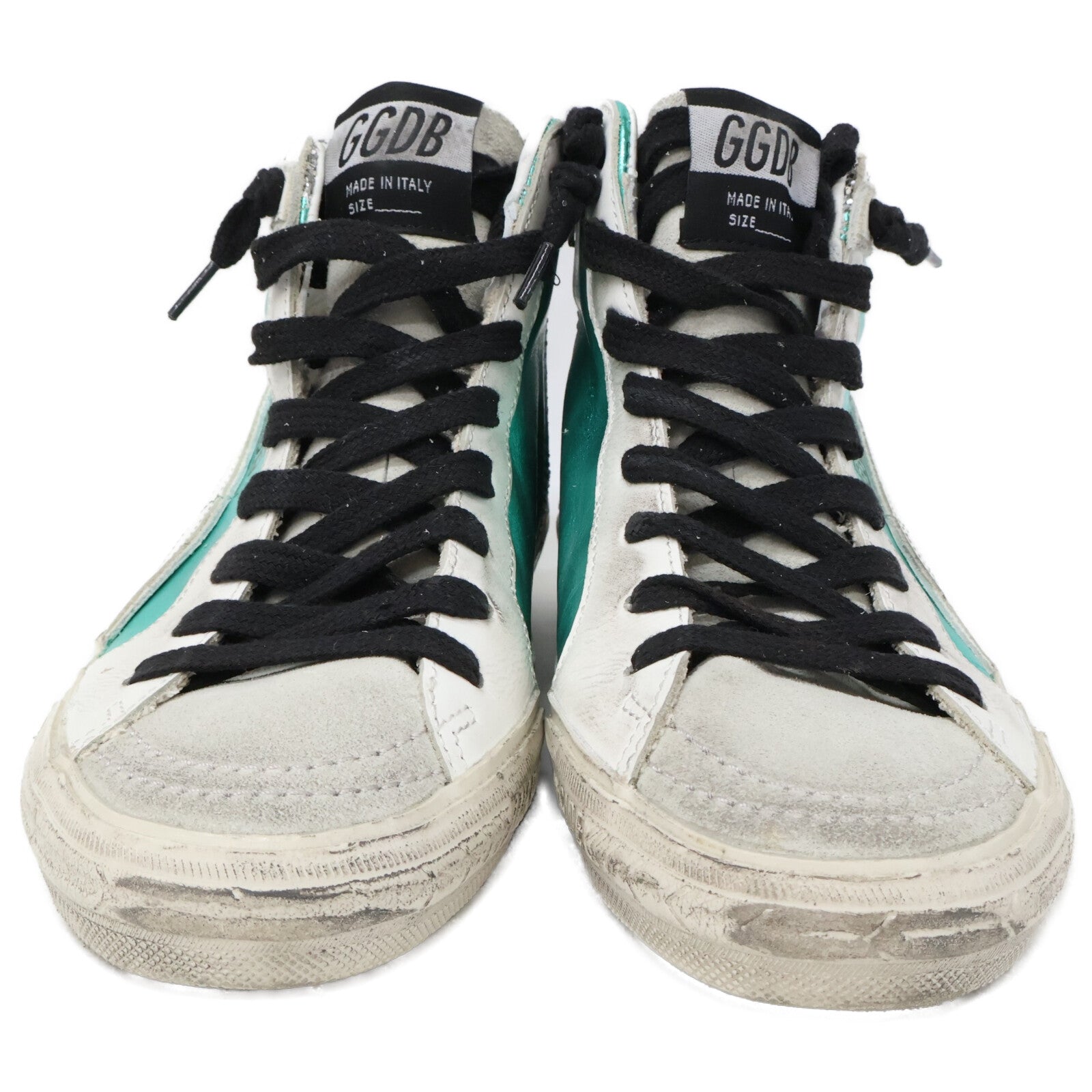 GOLDEN GOOSE Slide Laminated Leather/Upper Silver Glitter/Calf Hair High Top Sneakers Shoes