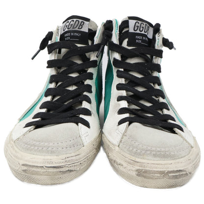 GOLDEN GOOSE Slide Laminated Leather/Upper Silver Glitter/Calf Hair High Top Sneakers Shoes