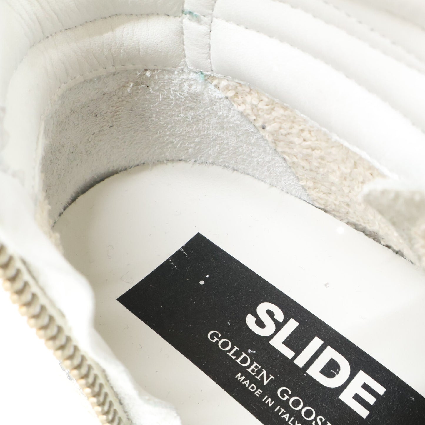 GOLDEN GOOSE Slide Laminated Leather/Upper Silver Glitter/Calf Hair High Top Sneakers Shoes
