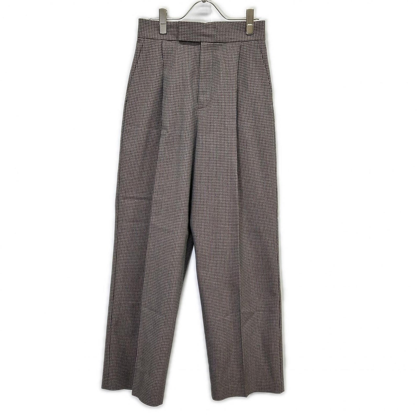 LE CIEL BLEU ルシェルブルー 26A68614 ブラウン チェックタックパンツ ボトムス