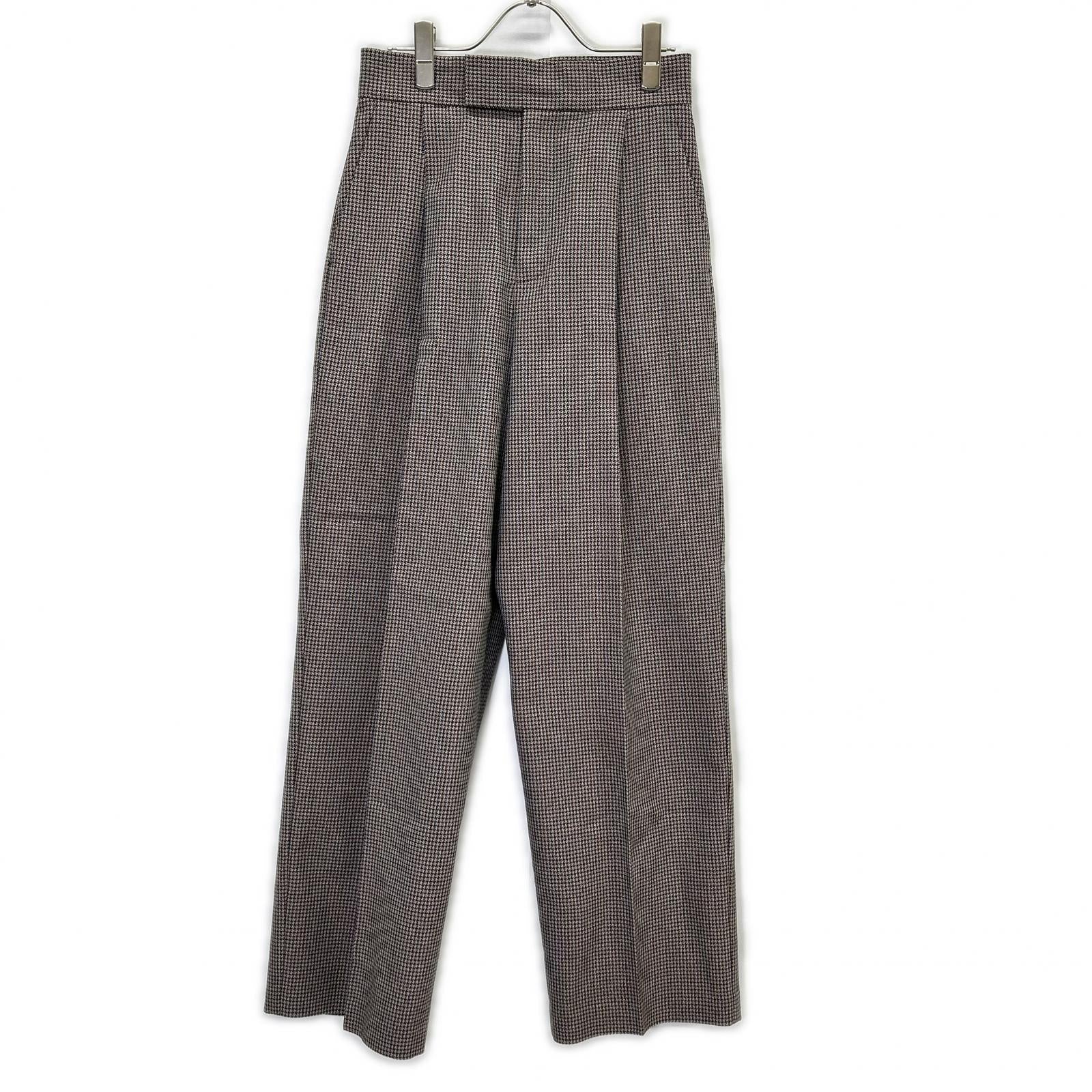 LE CIEL BLEU ルシェルブルー 26A68614 ブラウン チェックタックパンツ ボトムス