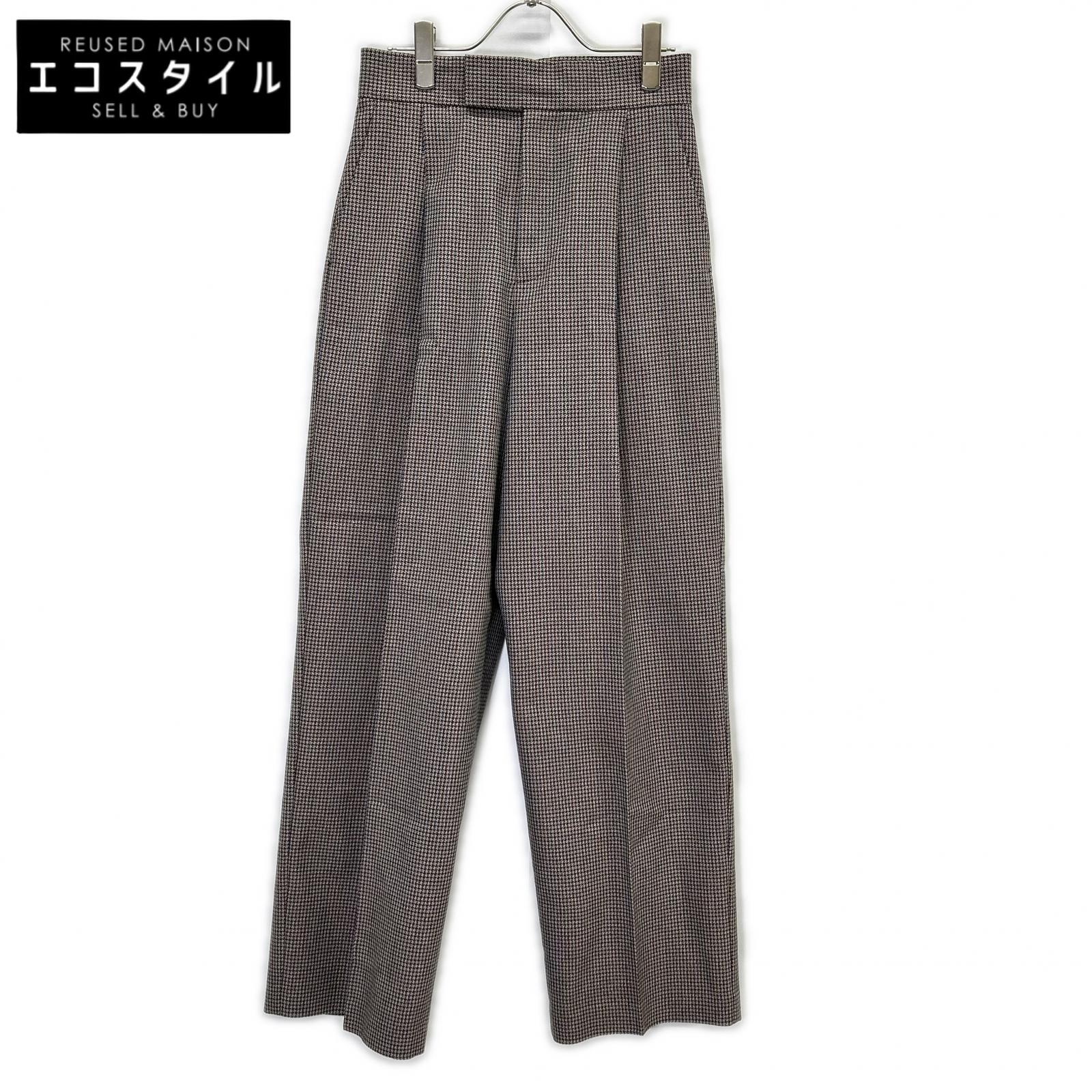 LE CIEL BLEU ルシェルブルー 26A68614 ブラウン チェックタックパンツ ボトムス