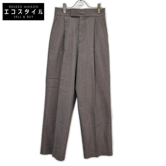 LE CIEL BLEU ルシェルブルー 26A68614 ブラウン チェックタックパンツ ボトムス