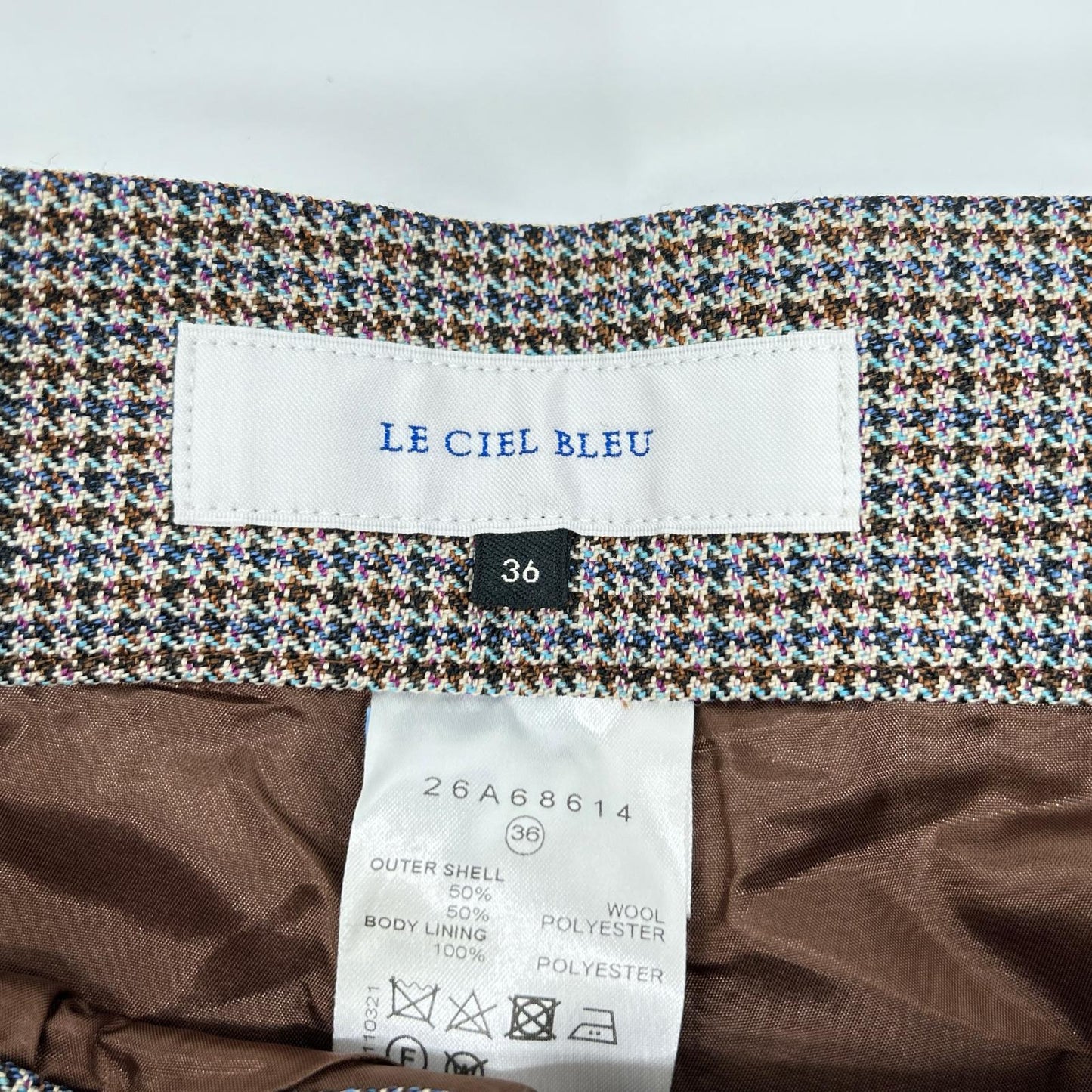 LE CIEL BLEU ルシェルブルー 26A68614 ブラウン チェックタックパンツ ボトムス