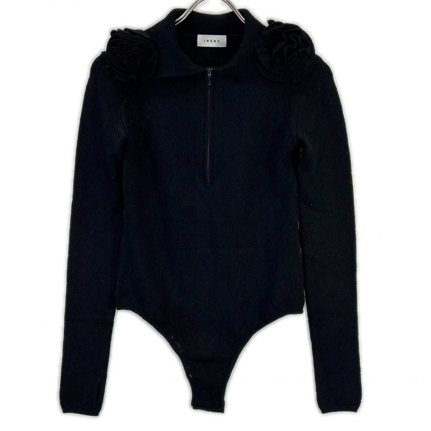 IRENE アイレネ 26A81003 ブラック アイレットパターンボディスーツニット トップス