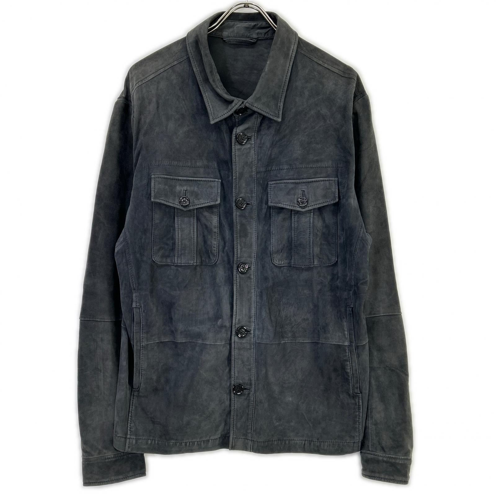 BOSS ボス グレー 羊革 レザーシャツジャケット 10187354 ジャケット