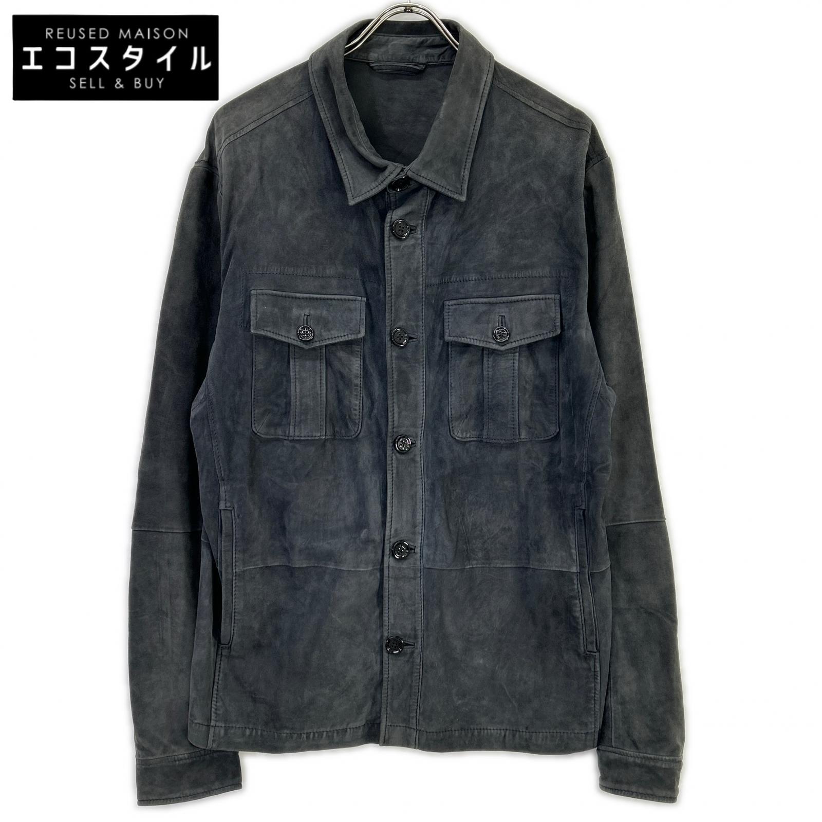 BOSS ボス グレー 羊革 レザーシャツジャケット 10187354 ジャケット