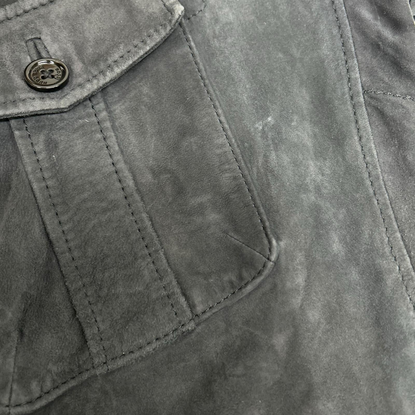 BOSS ボス グレー 羊革 レザーシャツジャケット 10187354 ジャケット