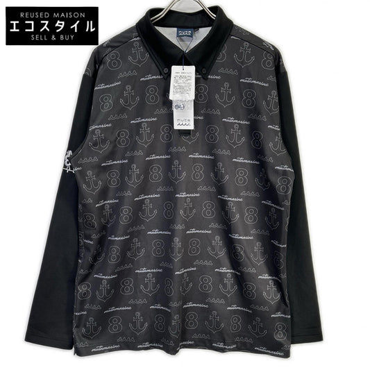 muta ムータ GLOBALE KoBE ブラック モノグラム ロングスリーブポロシャツ トップス