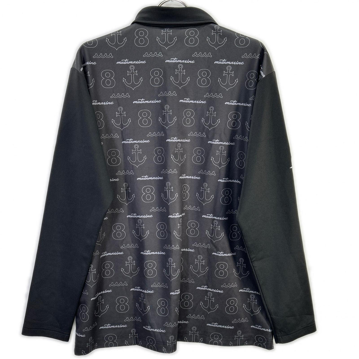 muta ムータ GLOBALE KoBE Black Monogram Long-Sleeve Polo Shirt Top