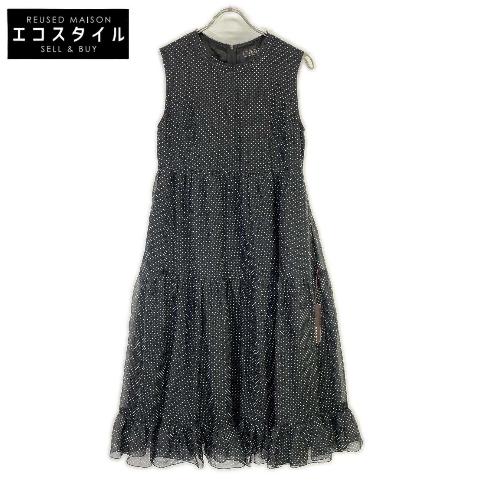FOXEY フォクシー 25年 45355 LUCIA ブラック ドット ワンピース ワンピース