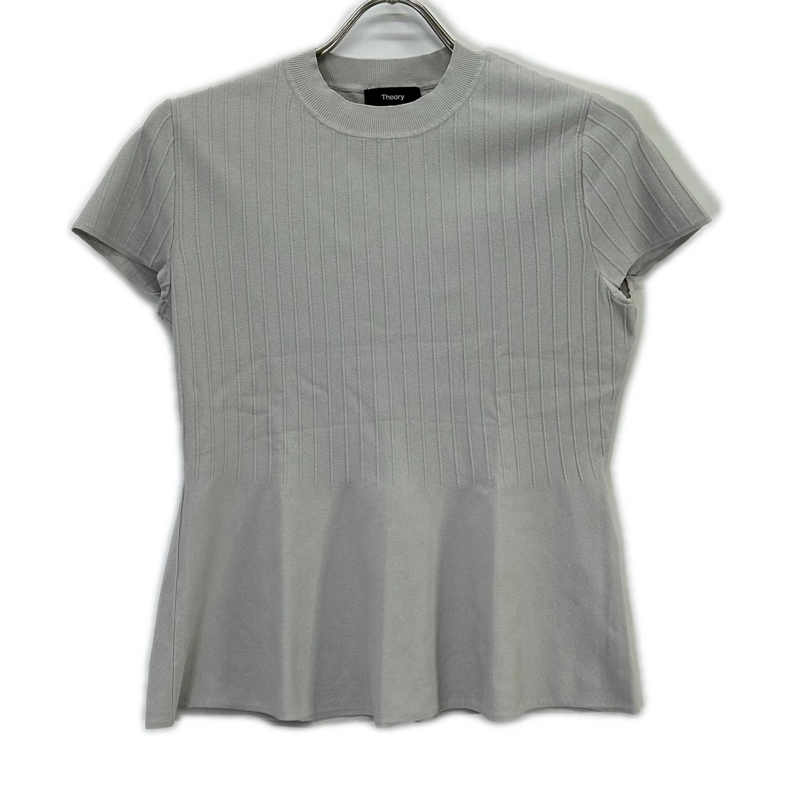 Theory セオリー 23SS 3101714 3101714 グレー×ブラック Compact Crepe Peplum Top ニットシャツ 2点セット トップス