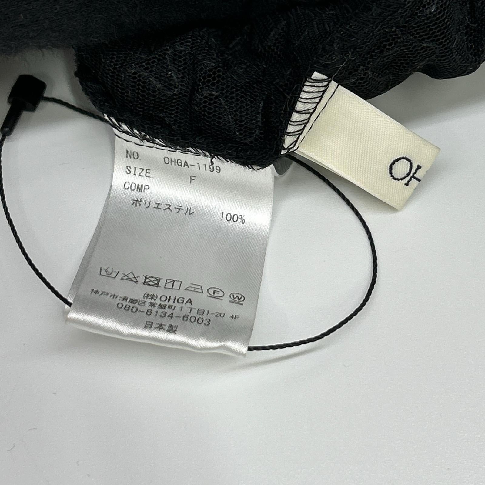 OHGA オオガ OHGA-1199 ブラック フリル ノースリーブ トップス プチリボン トップス