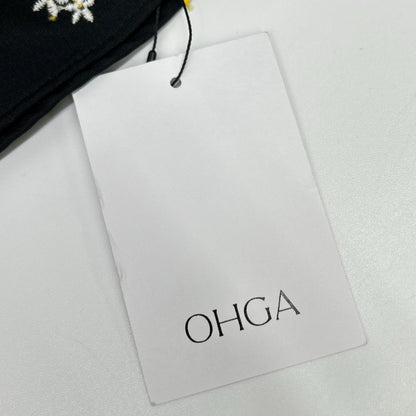 OHGA オオガ OHGA-1193 ブラック 花柄刺繍 パフスリーブ ブラウス トップス
