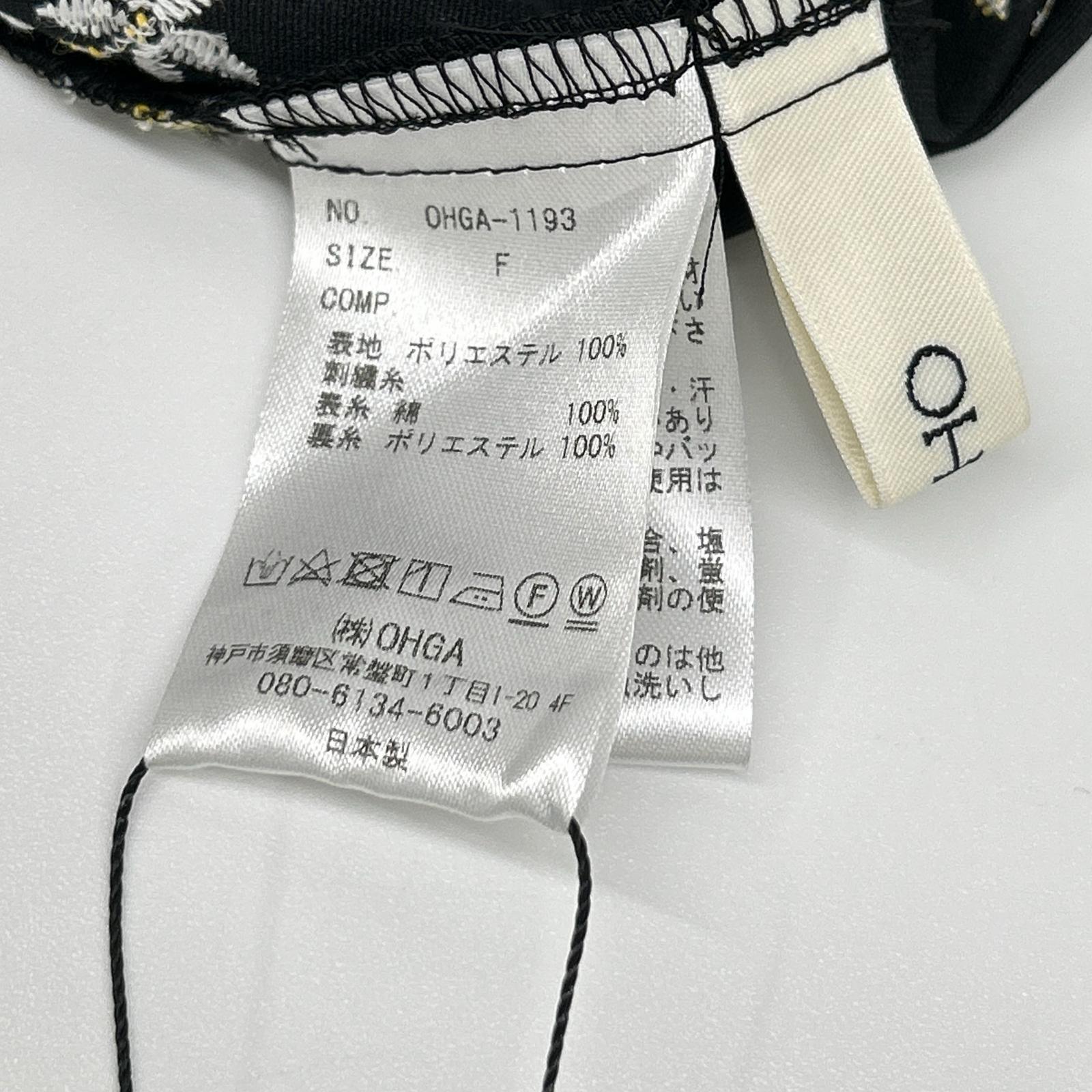 OHGA オオガ OHGA-1193 ブラック 花柄刺繍 パフスリーブ ブラウス トップス
