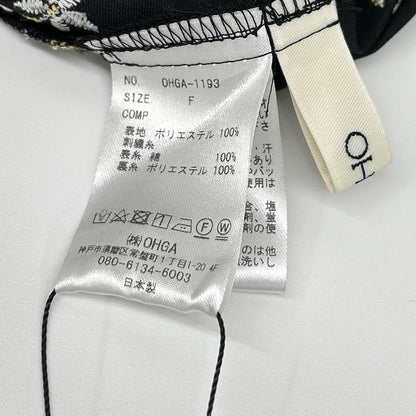 OHGA オオガ OHGA-1193 ブラック 花柄刺繍 パフスリーブ ブラウス トップス
