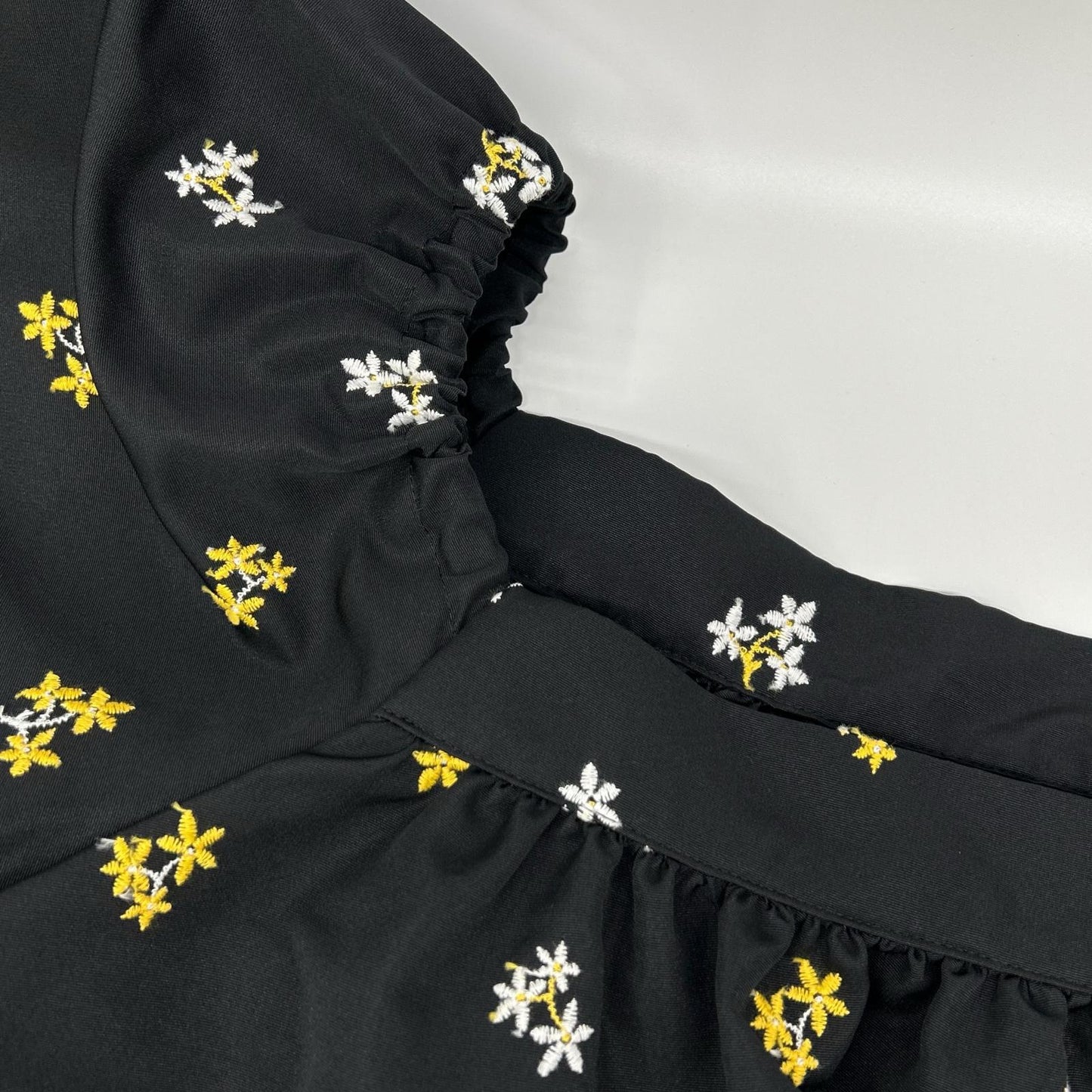 OHGA オオガ OHGA-1193 ブラック 花柄刺繍 パフスリーブ ブラウス トップス