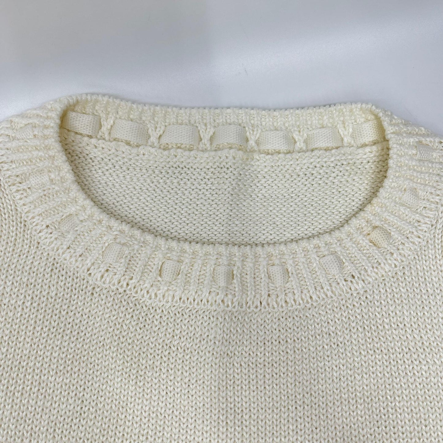 FOXEY BOUTIQUE フォクシーブティック 44450 ホワイト リネン100 レサンシエル メッシュニットトップス トップス