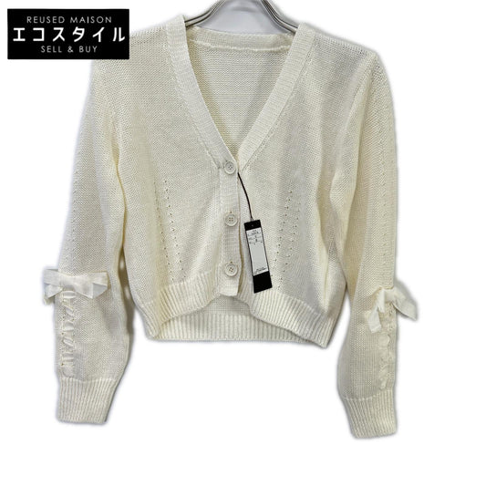 FOXEY BOUTIQUE フォクシーブティック 44139 ホワイト リネン100 MAREI リボン調スリーブ カーディガン トップス
