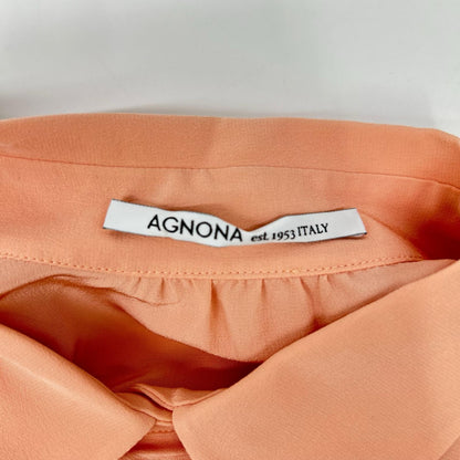 AGNONA アニオナ ライトピンク シルク100 フリル ロングスリーブブラウス トップス